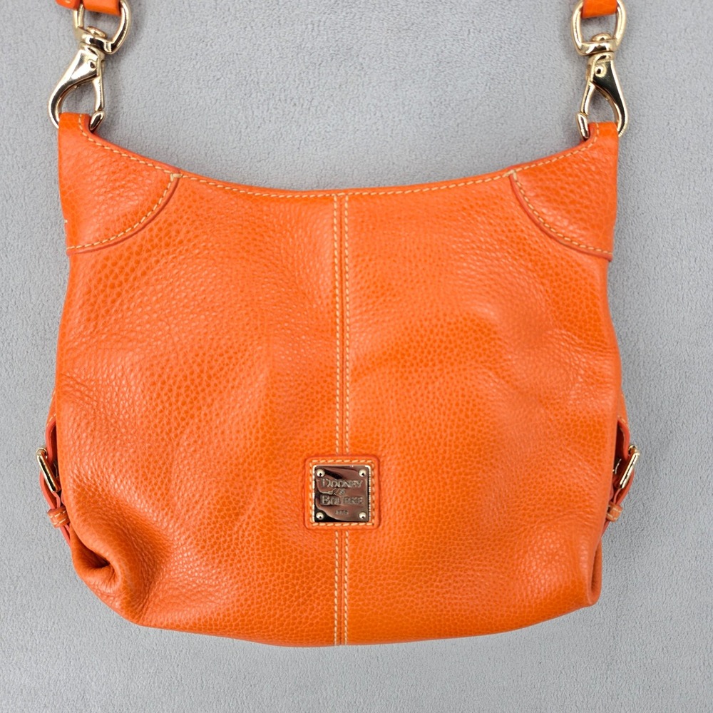 Dooney & Bourke Orange Pebbled Leather Crossbody Bag Silver Logo Fall